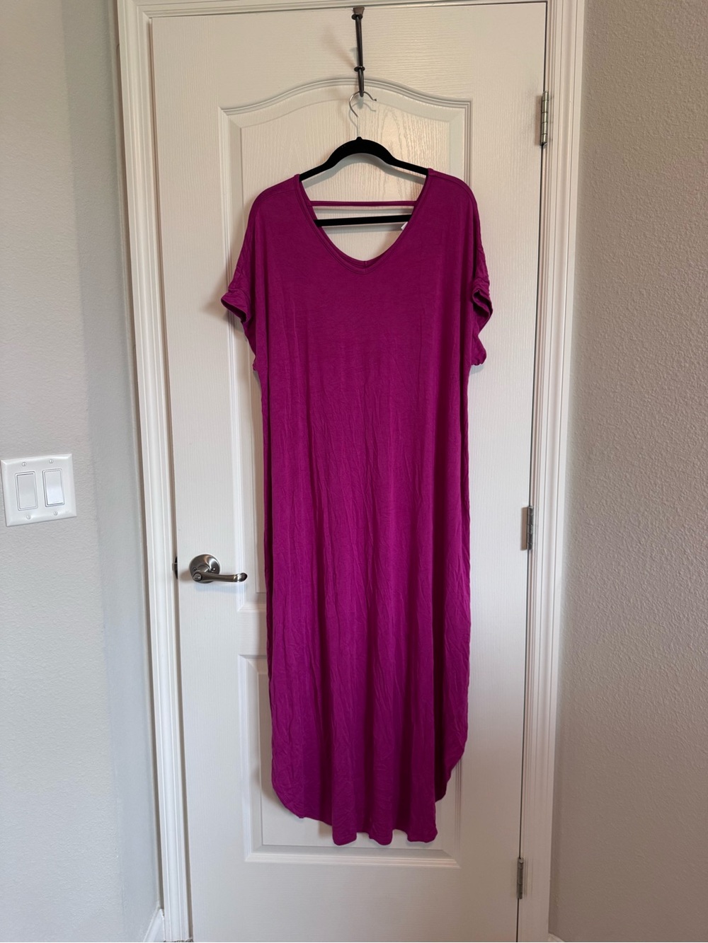 LuLaRoe Macy Magenta Short-Sleeve Maxi Dress